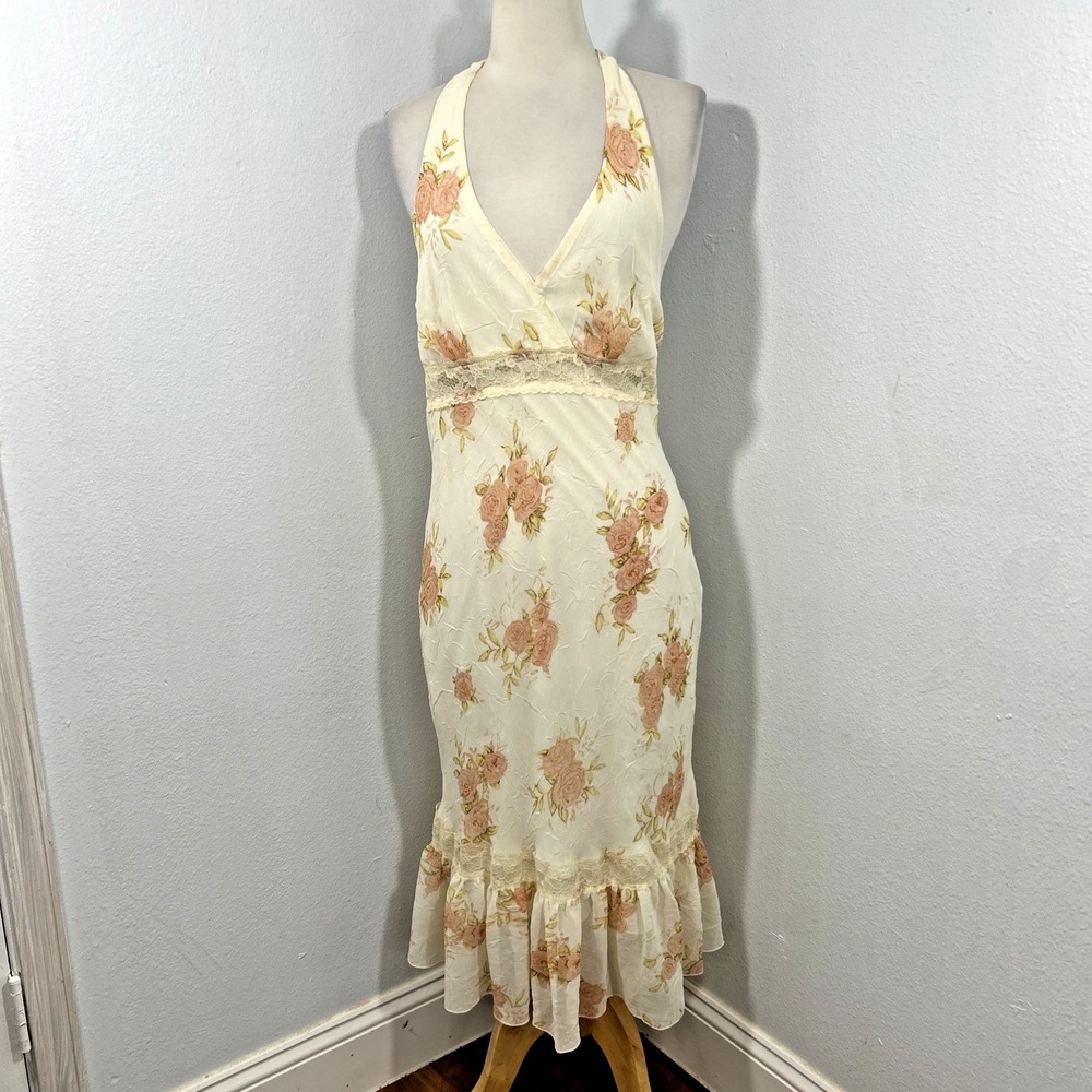 Romantic Babydoll Midi Dress Womens 6 Halter Y2K Himekaji Jfashion Gyaru Style